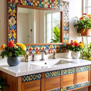 Geometric Colour burst Square Mosaic Mirror