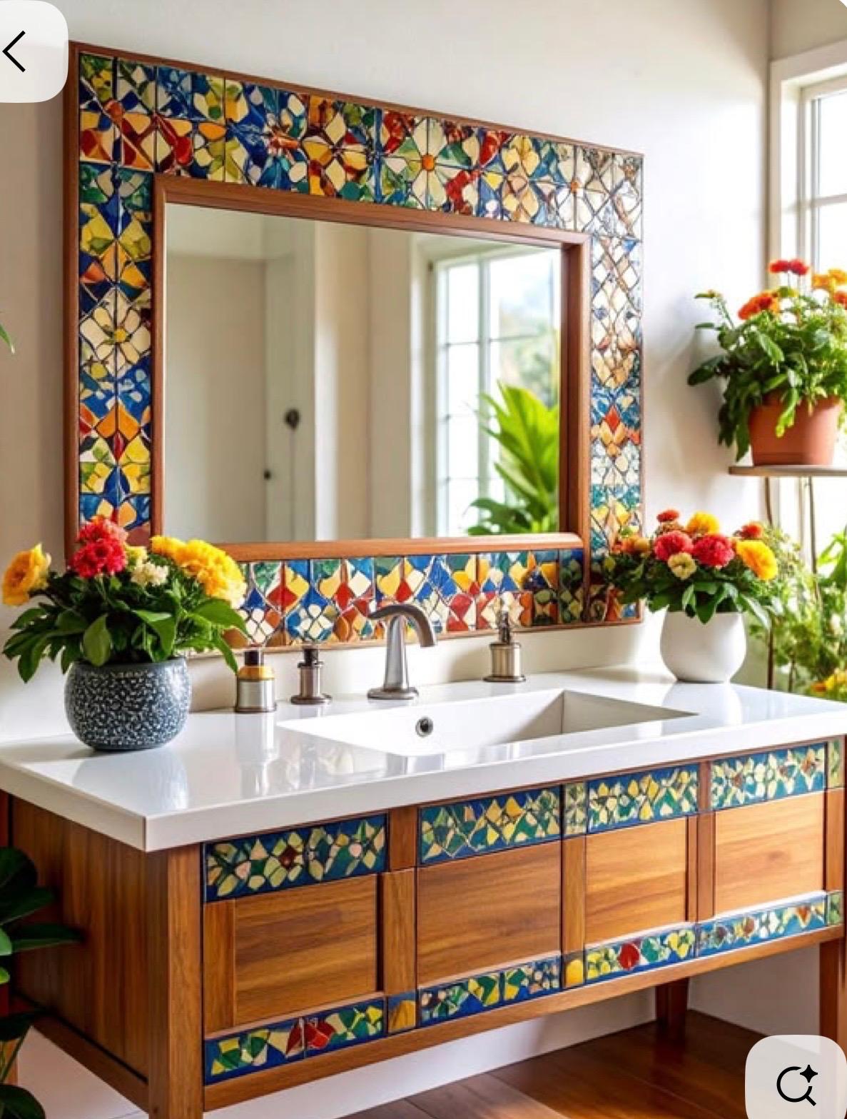 Geometric Colour burst Square Mosaic Mirror