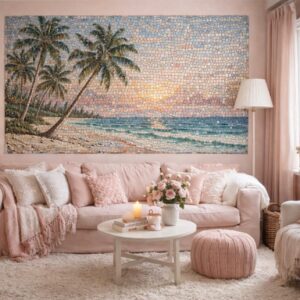 Romantic Seaside Mosaic Wall Panel