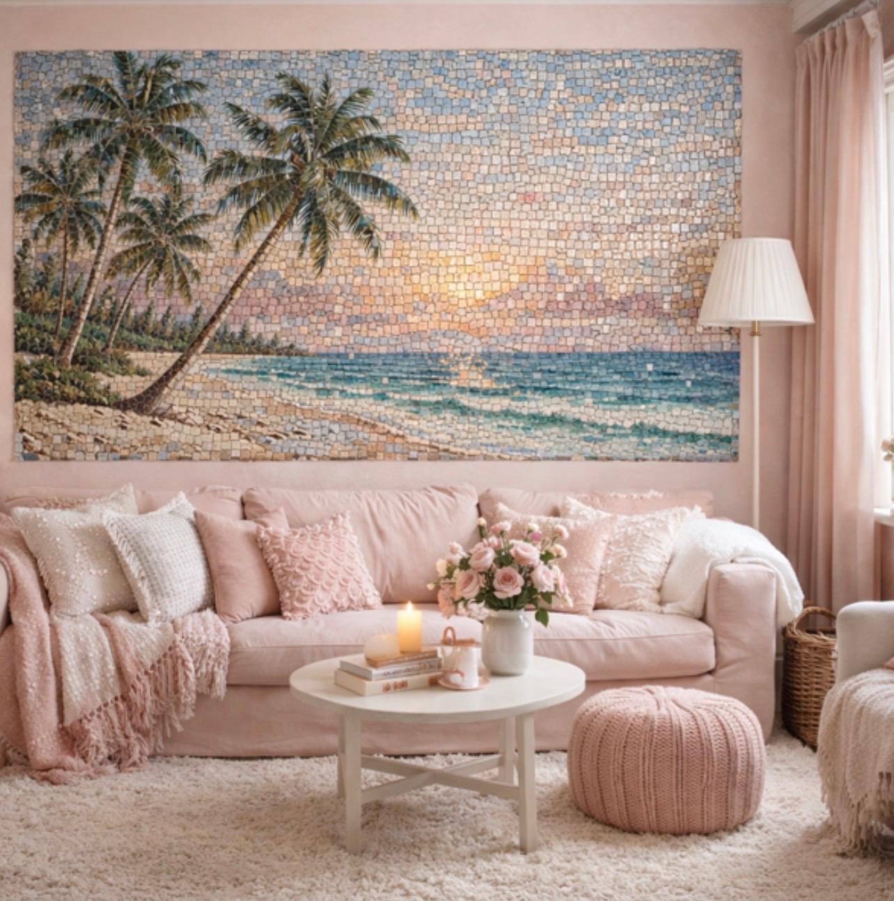 Romantic Seaside Mosaic Wall Panel