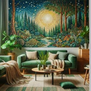 Enchanted Forest Cabin Mosaic Wall Art Panel