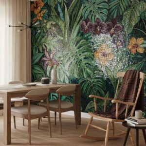 Tropical Leaf Garden Mosaic Dining Wall Art Panel