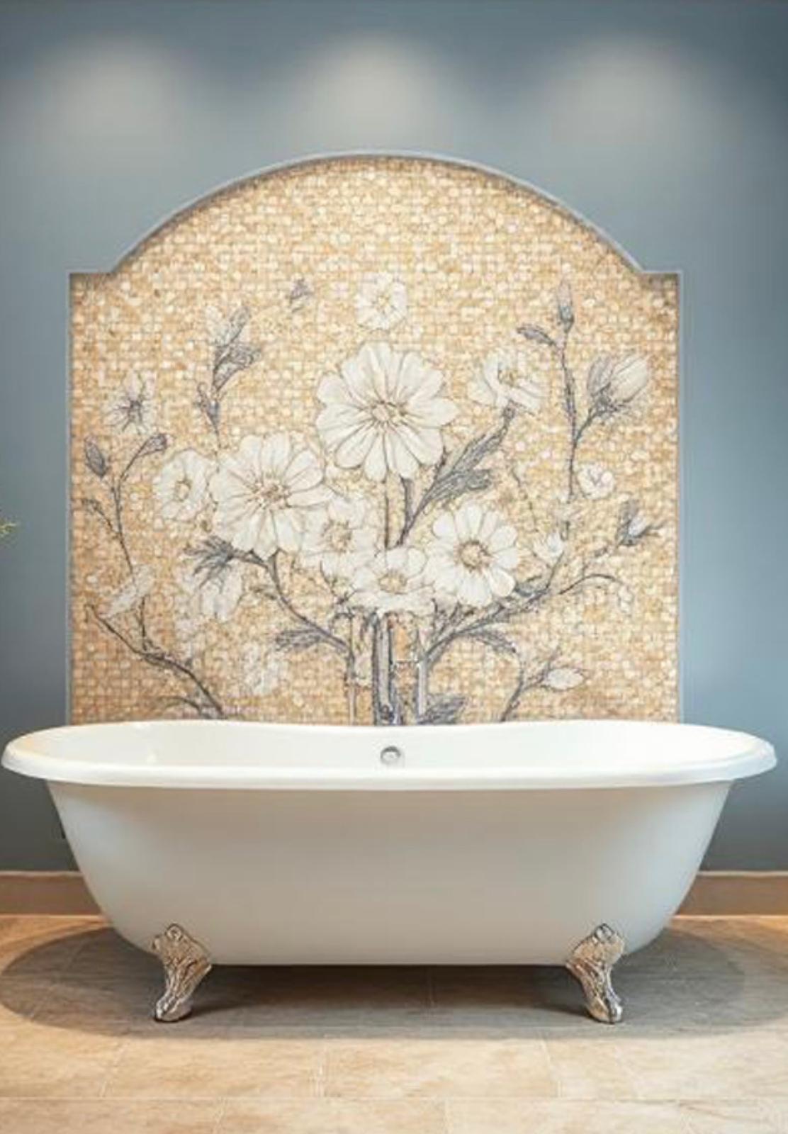 Cream & Ivory Floral Mosaic Wall Display