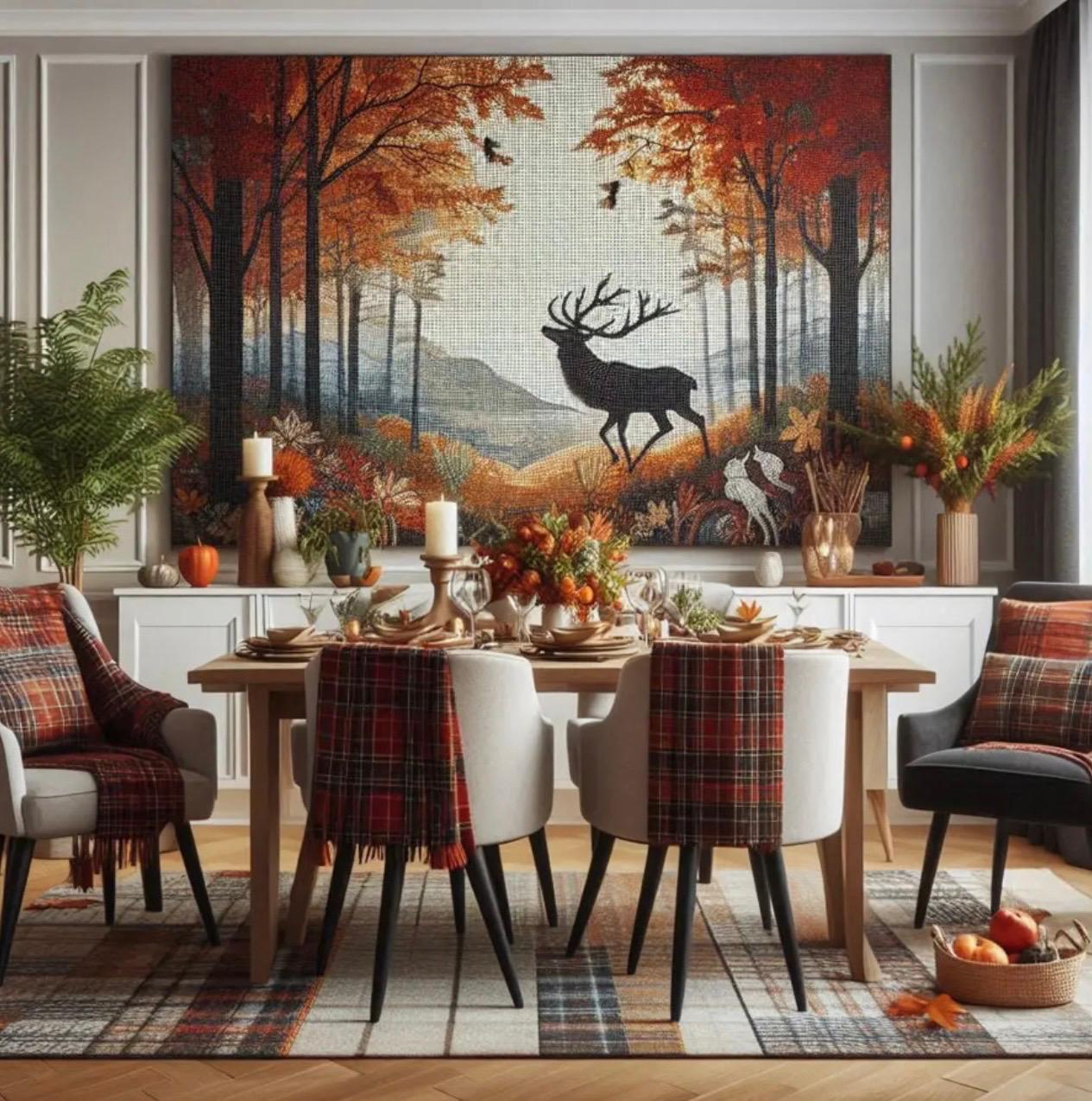 Autumn Forest Stag Scenic Wall Art Panel