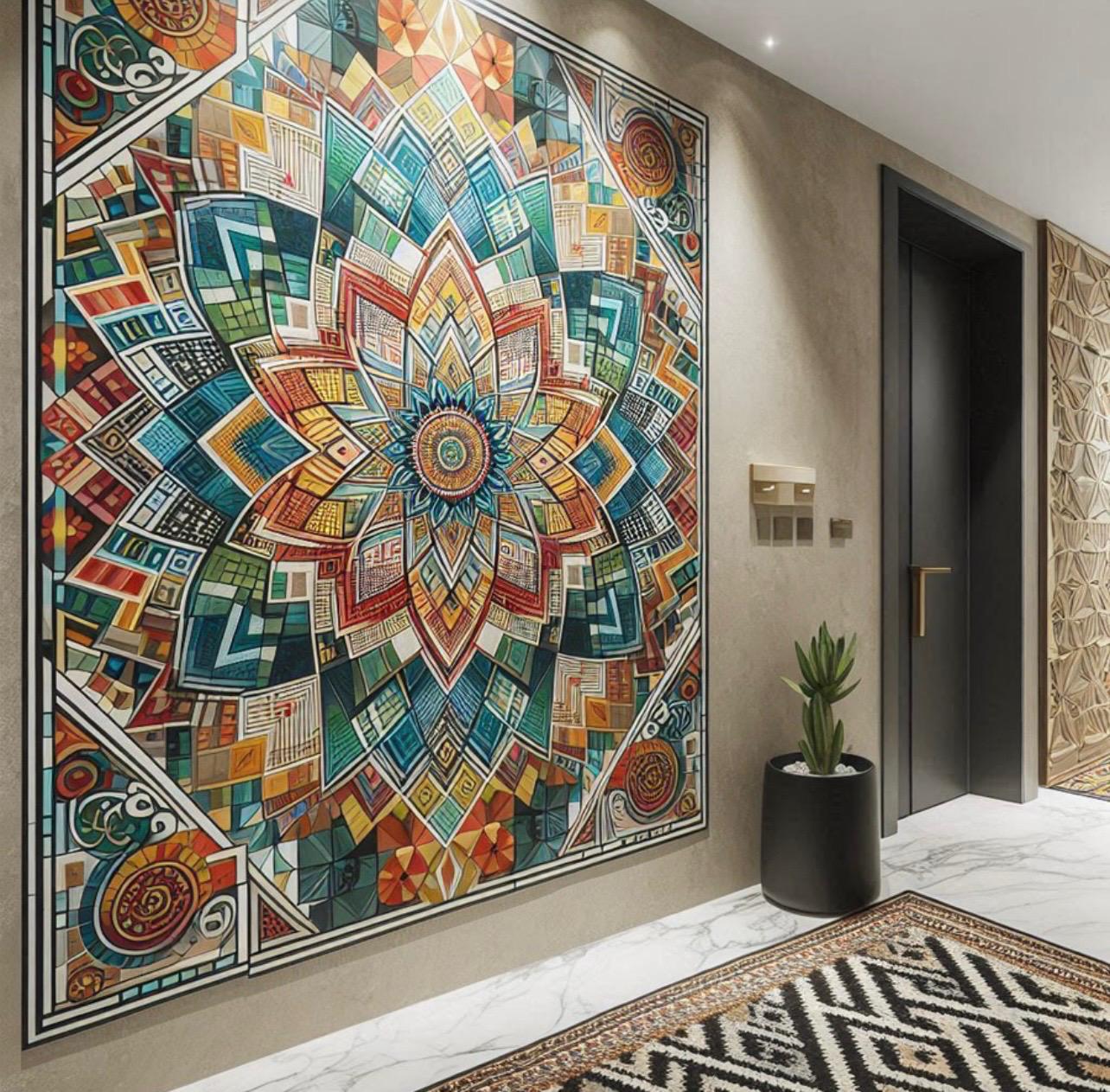 Teal & Ember Mandala Decorative Wall Panel