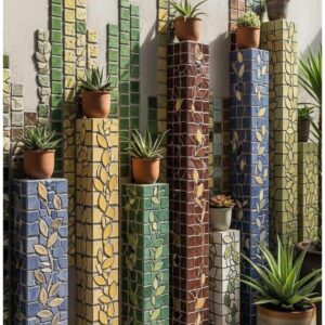 Colourburst Leaf Column Mosaic Art Installation