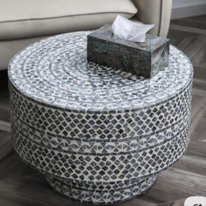 Cool Tone Mosaic Round Mosaic Table