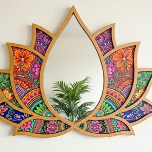 Lotus Bloom Mosaic Mirror Feature