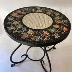Round Mosaic Table with Floral Design