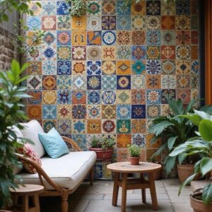 Bohemian Colourburst Ceramic Tile Wall Feature