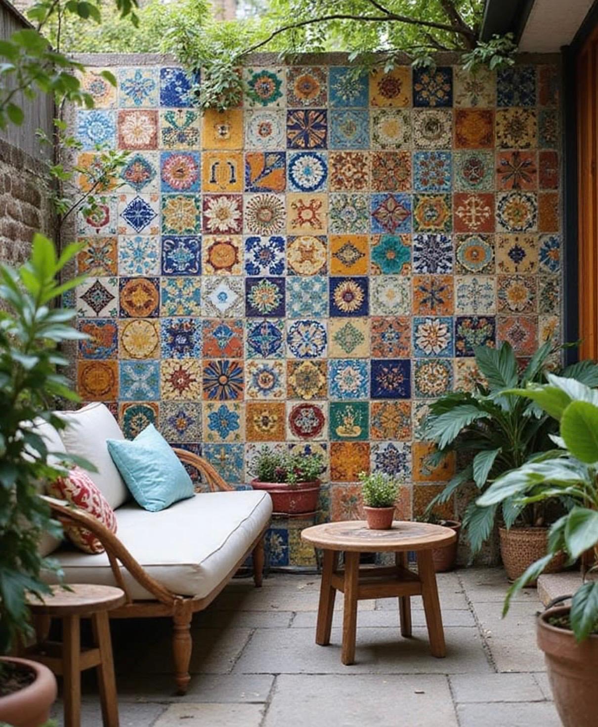 Bohemian Colourburst Ceramic Tile Wall Feature