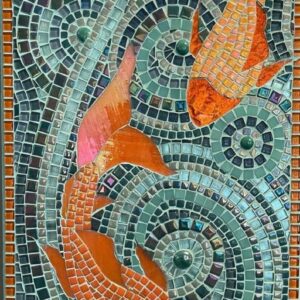 Serenity Swirl Twin Koi Mosaic Display