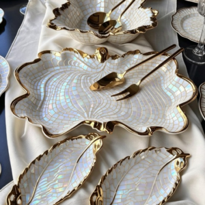 Elegant White Mosaic Serving Dishes
