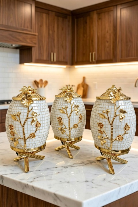Luxury Mosaic Floral Jar Trio Set