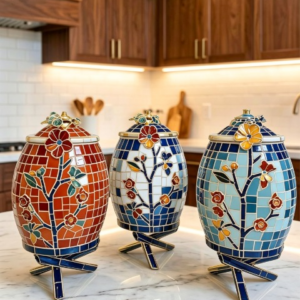 Handcrafted Mosaic Blossom Jar Set