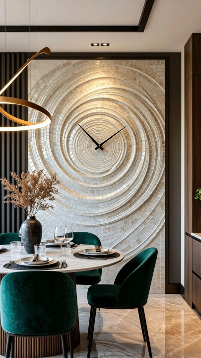 Concentric Mosaic Wall Clock Luxury Modern Interior Décor