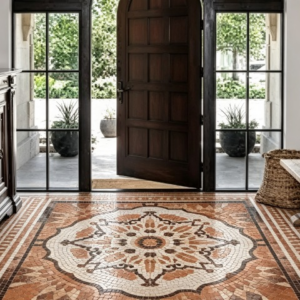 Traditional Entryway Circle Mosaic Tile