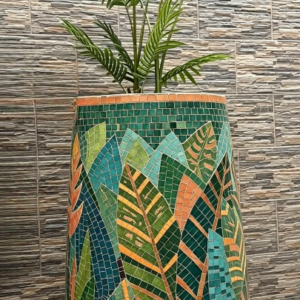 Elegant Mosaic Leaf Pot