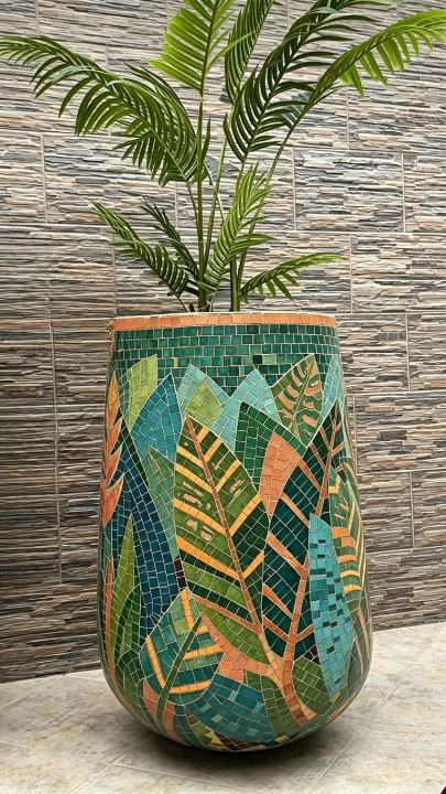 Elegant Mosaic Leaf Pot