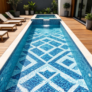 Elegant Blue‑Tone Pool Mosaic Lining