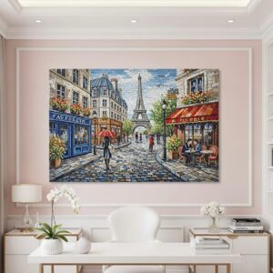 Eiffel Tower Cafe Street Scene Mosaic